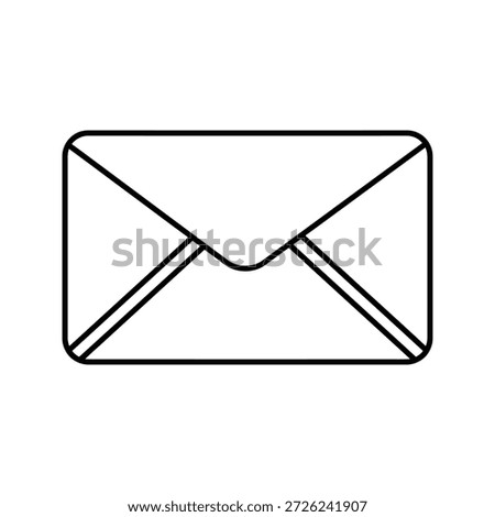 Black outline of a closed envelope on a white background mail letter communication message de
