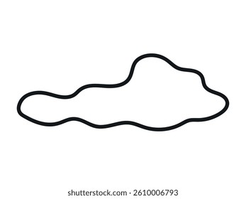 Black Outline of Cloud Isolated on Isolated White Background. Concept of Minimalist Weather Icon, Simple Cloud Shape, Abstract Design Element, Graphic Illustration. Contour.