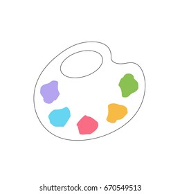 black outline Color or art Palette vector isolated with blobs. colorful paints drawing cartoon flat design style icon for artist.
