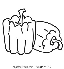 black outline for coloring. sweet pepper close-up. simple children's coloring book for toddlers. linear icons.