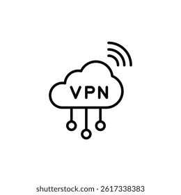 Black outline concept of a VPN cloud logo for virtual private network