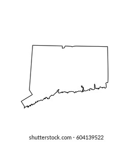 Black outline of the Connecticut state map, isolated on white. Vector illustration for professional logos, local business branding, and financial sector graphics.