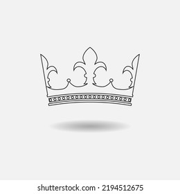 Black Outline Crown Icon Royal symbol for logo and web site Vector illustration