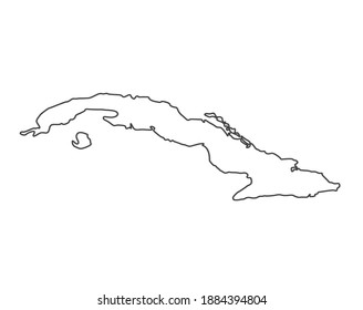 black outline of Cuba map - vector illustration