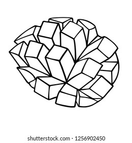 Black Outline of cut mango on white background. Vector illustration of mango for drawing.