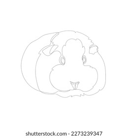 Black outline cute guinea pig on white background. Graphic drawing. Vector illustration.