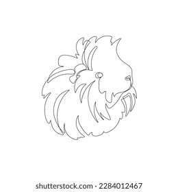 Black outline cute guinea pig on white background. Graphic drawing. Vector illustration.