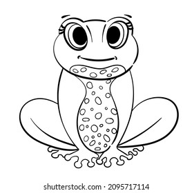 black outline of cute little frog. Children's illustration, coloring book. reptile for children's book