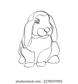 Esbozo negro lindo conejo sobre fondo blanco. Dibujo gráfico. Ilustración vectorial.