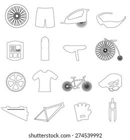 black outline cycling theme icons set eps10