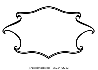 Black Outline Decorative Frame Template. Isolated on White Background. Line banner for culture, religion or historical concept designs. 