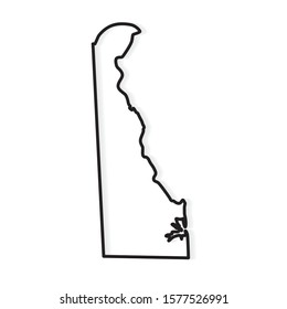 black outline of Delaware map- vector illustration