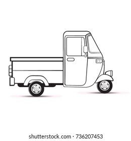 black outline delivery three wheeler-vector drawing