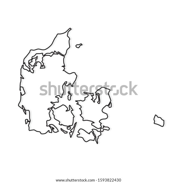 Black Outline Denmark Map Vector Illustration Stock Vector (royalty 