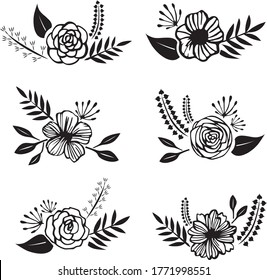 Black outline design for flowers
