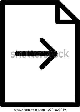 Black outline of a document with an arrow pointing right