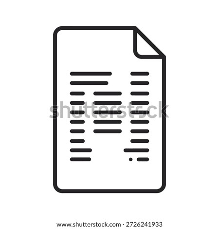 Black outline of a document with horizontal lines white paper desi