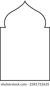 Black Outline Dome with Rectangle Oriental Style Islamic Frame Arches with Modern Boho for Door