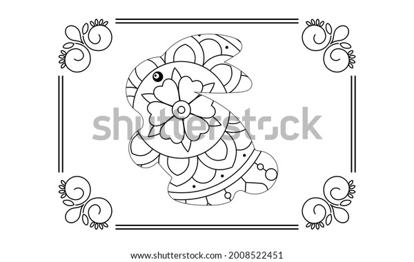 Black Outline Doodle Rabbit Illustration Isolated Stock Vector (Royalty ...