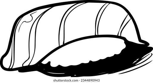 black outline doodle sushi vector on white background