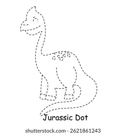 desenho preto contorno ponto dinossauro. design presschool