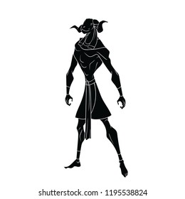 Black outline drawing of the Egyptian god of water on white background