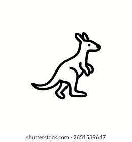 Black outline drawing of a kangaroo