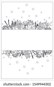 Black outline drawing of a plant on a white background, vertical. For registration of wedding invitations, printing labels.