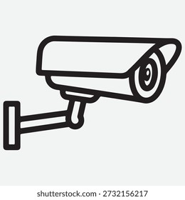 Black outline drawing of a security camera mounted on a wall bracket cctv surveillance