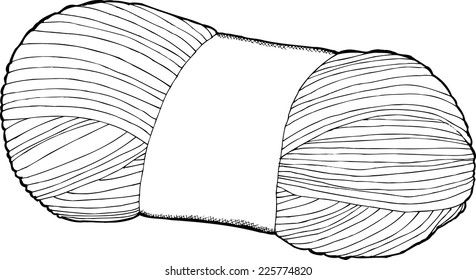 Black outline drawing of a single bundle of yarn