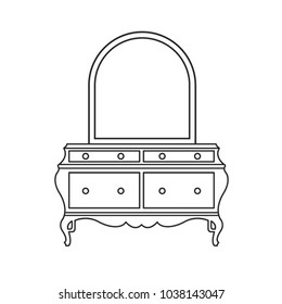 black outline dressing table vector illustration