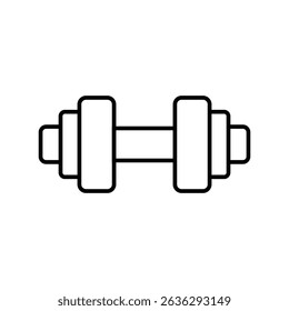 Black outline of a dumbbell icon on a white background. A clean, minimal fitness symbol perfect for workout apps, gym branding, and health-related designs.