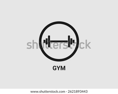 A black outline of a dumbbell inside a black circle