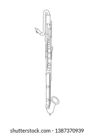 
Black outline eb contra alto clarinet isolated on white background. Musical instrument for template or art school dictionary illustration