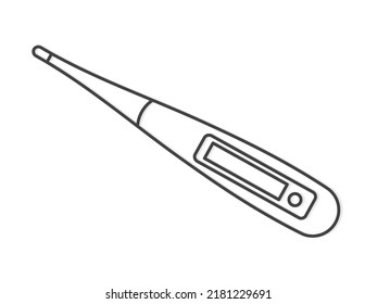 black outline of electric thermometer icon - vector illustration