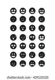 Black outline emoticon vector. Emoji vector. Smile icon set.  Emoticon icon web - stock vector.