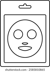 Black Outline Face Mask Packaging Icon for Beauty Products