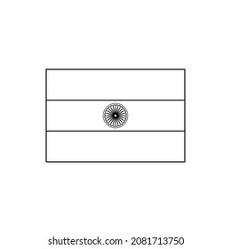 Black outline flag of India. Thin line vector icon