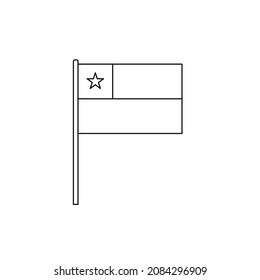 Bandera negra del contorno en Chile. Icono de vector de línea delgada