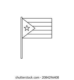Black outline flag on of Cuba. Thin line vector icon