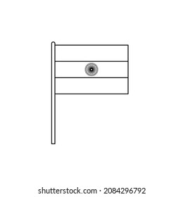 Black outline flag on of India. Thin line vector icon