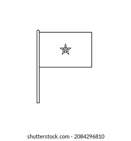 Black outline flag on of Morocco. Thin line vector icon