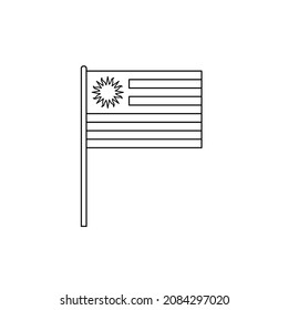 Black outline flag on of Uruguay. Thin line vector icon
