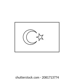 Black outline flag of Turkey. Thin line vector icon
