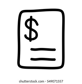 Black outline flat modern style receipt icon isolated on a white background. financial statement logo, financial report icon for apps, web, or business needs.