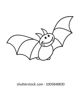black outline flying bat animal vector cartoon