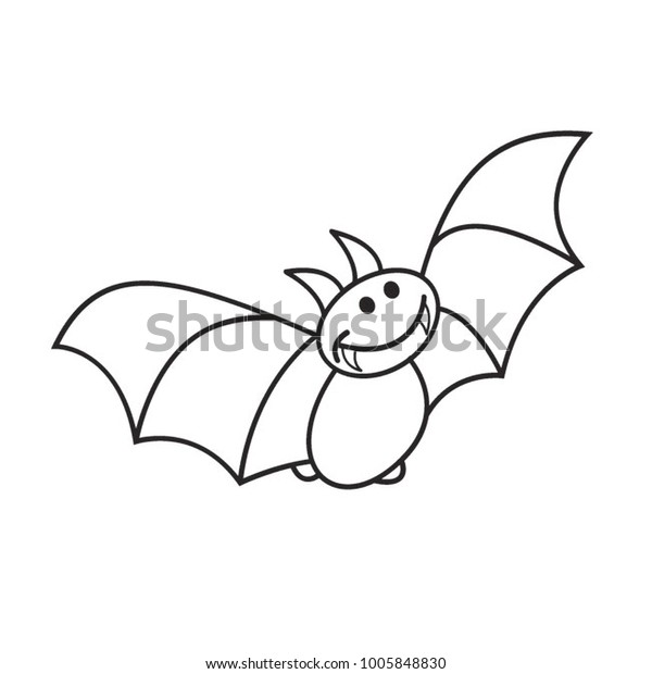 Black Outline Flying Bat Animal Vector Stock Vector (royalty Free 