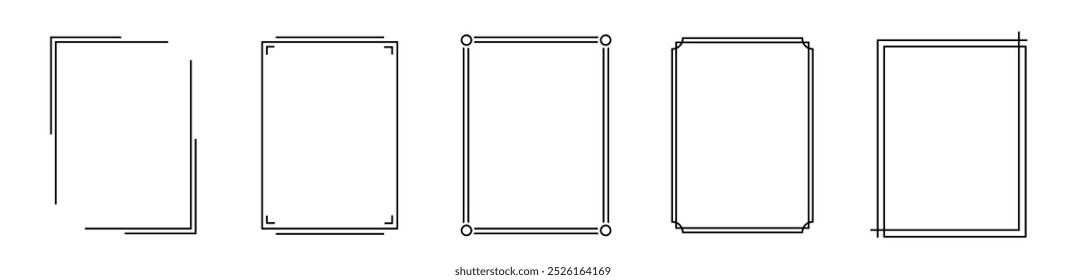 Black outline of frame for decoration. Simple frameworks for exhibition and gallery.