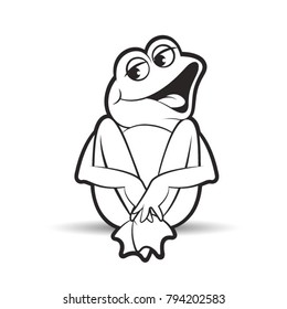 black outline frog vector cartoon sitting happily