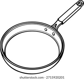 Black outline frying pan without background